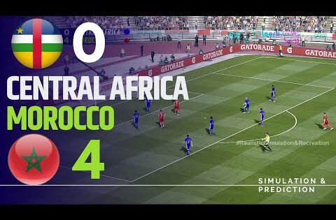 ملخص مباراة وسط أفريقيا 0-4 المغرب تصفيات كأس الأمم الأفريقية 2025 لعبة محاكاة فيديو