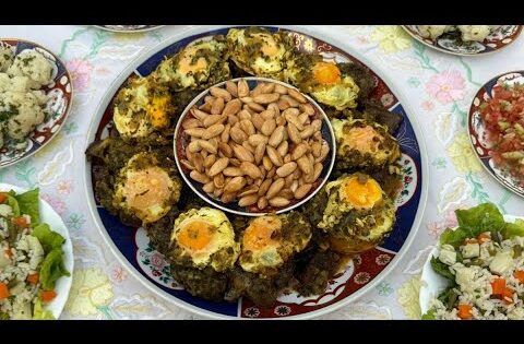 اللحم  المغدور من قاع الخابية للمطبخ الرباطي المأصل اللحم بالبيض و اللوز  او اللحم بالمعدنوس